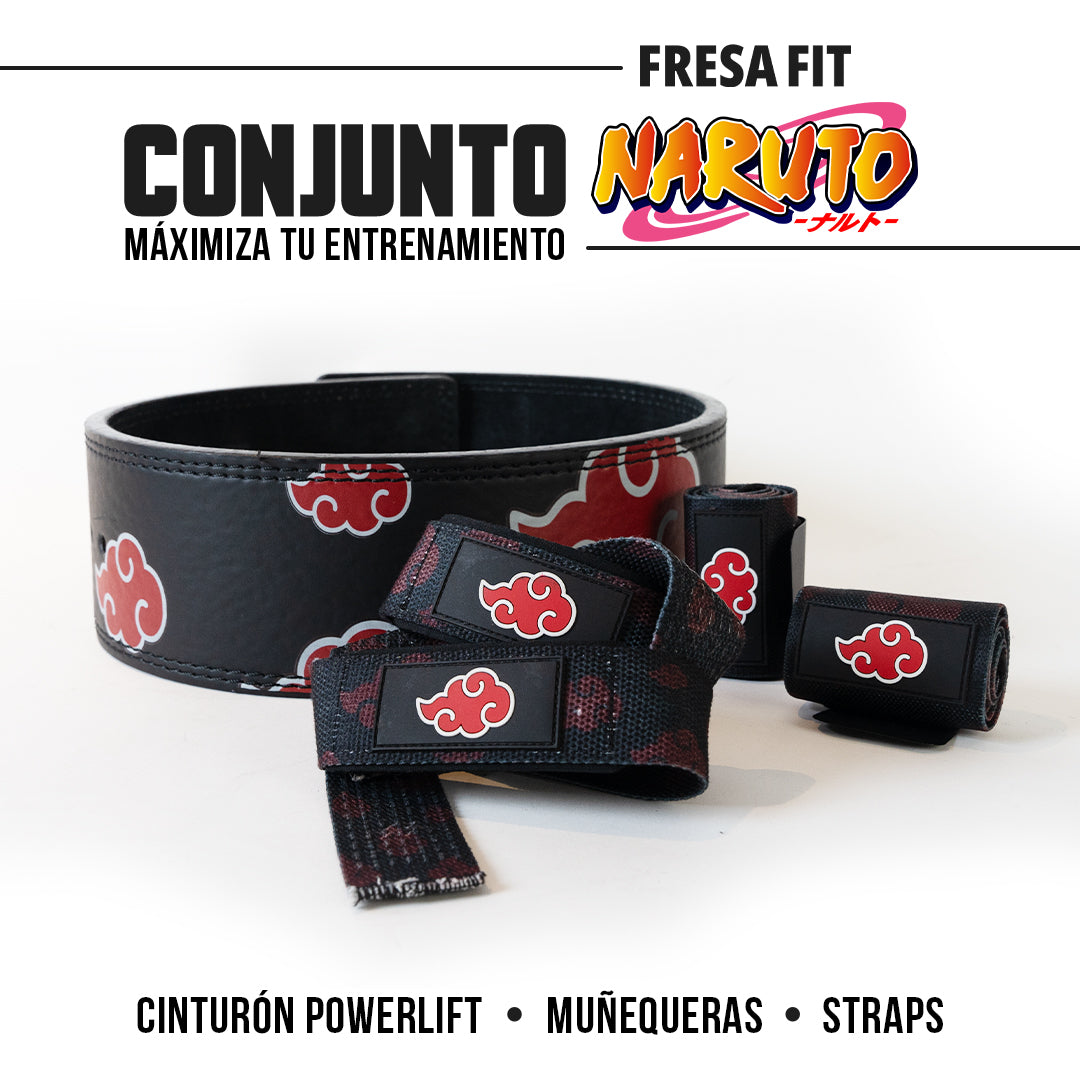 Conjunto Cinturon Powerlift Straps Muñequeras 1 Fresafit