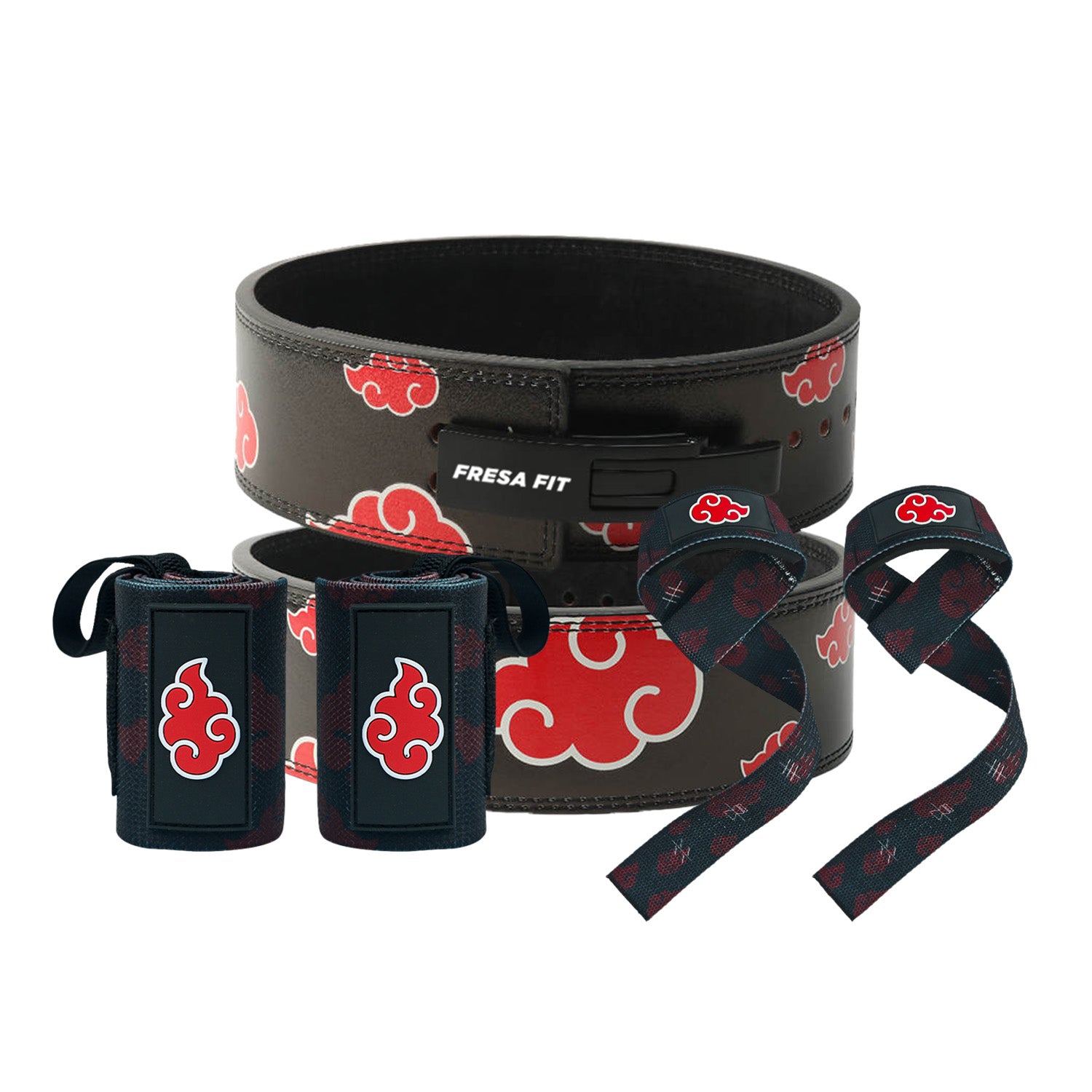 Conjunto Cinturon Powerlift Straps Muñequeras 1 Fresafit