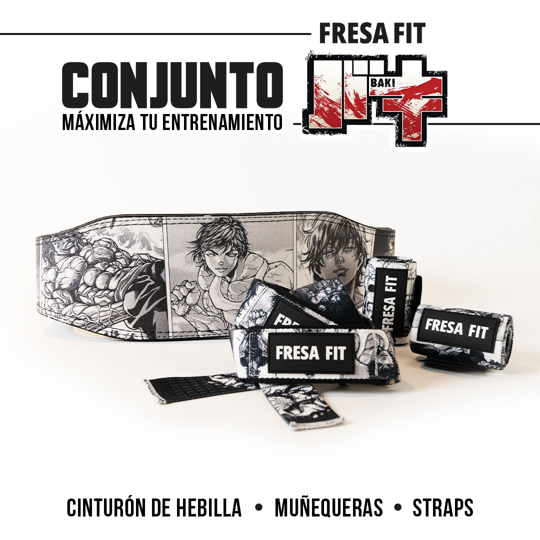 Conjunto Cinturon Hebilla Straps Muñequeras 12 Fresafit