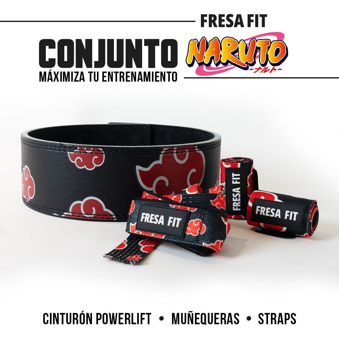 Conjunto Cinturon Powerlift Straps Muñequeras 14 Fresafit