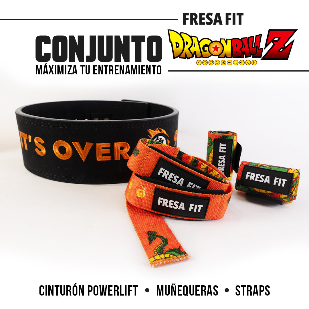 Conjunto Cinturon Powerlift Straps Muñequeras 2 Fresafit