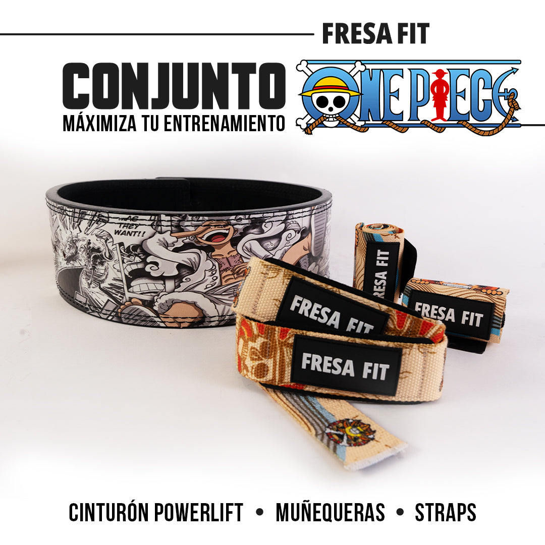 Conjunto Cinturon Powerlift Straps Muñequeras 8 Fresafit