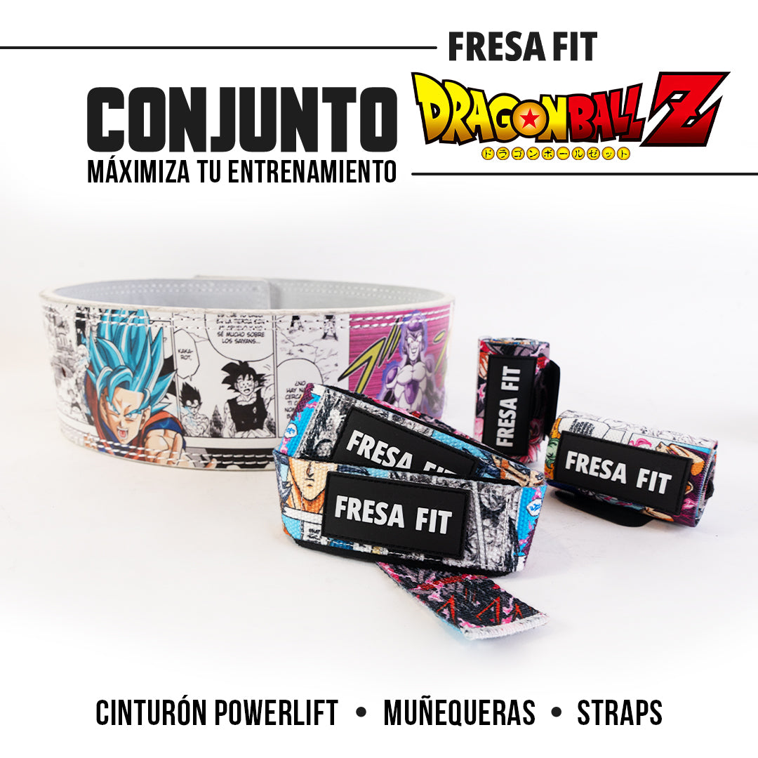 Conjunto Cinturon Powerlift Straps Muñequeras 17 Fresafit