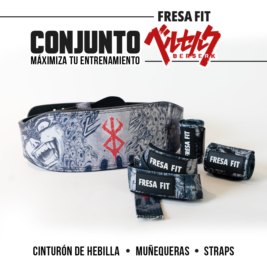 Conjunto Cinturon Hebilla Straps Muñequeras 13 Fresafit