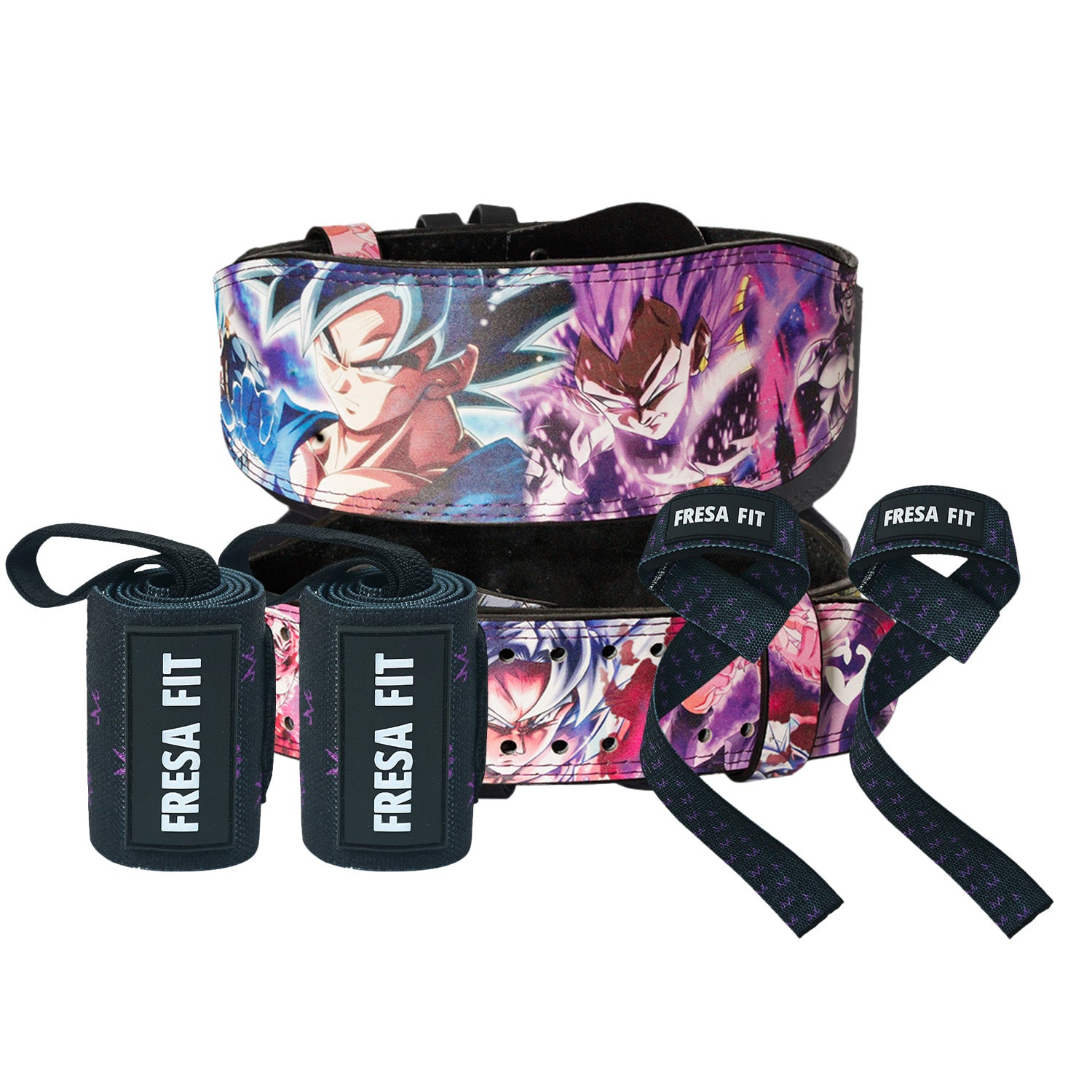 Conjunto Cinturon Hebilla Straps Muñequeras 9 Fresafit