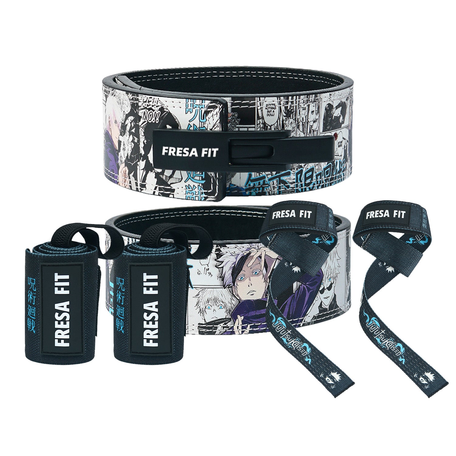Conjunto Cinturon Powerlift Straps Muñequeras 13 Fresafit