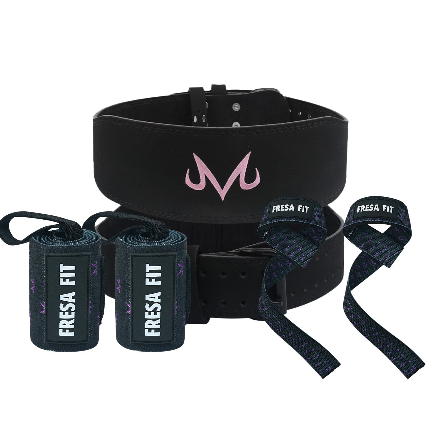 Conjunto Cinturon Hebilla Straps Muñequeras 4 Fresafit