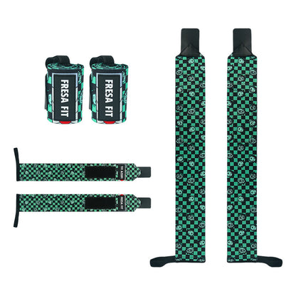 Conjunto Cinturon Hebilla Straps Muñequeras 15 Fresafit