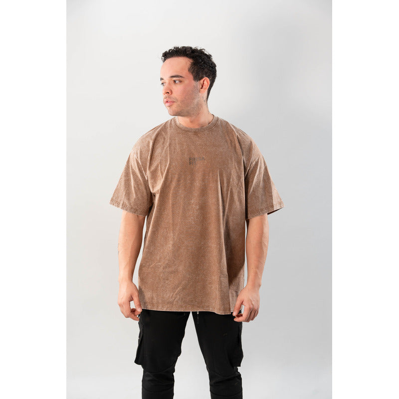 Playera Oversize Camiseta Fresafit Manga Corta Basic Ocre