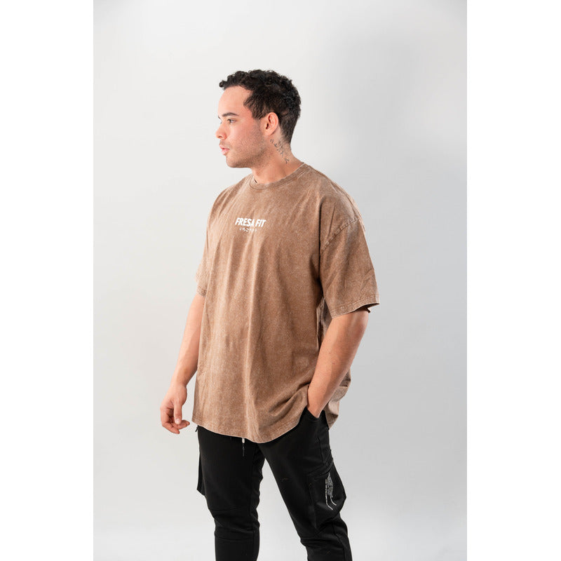 Playera Oversized Camiseta Fresafit Manga Corta Olimpo Ocre