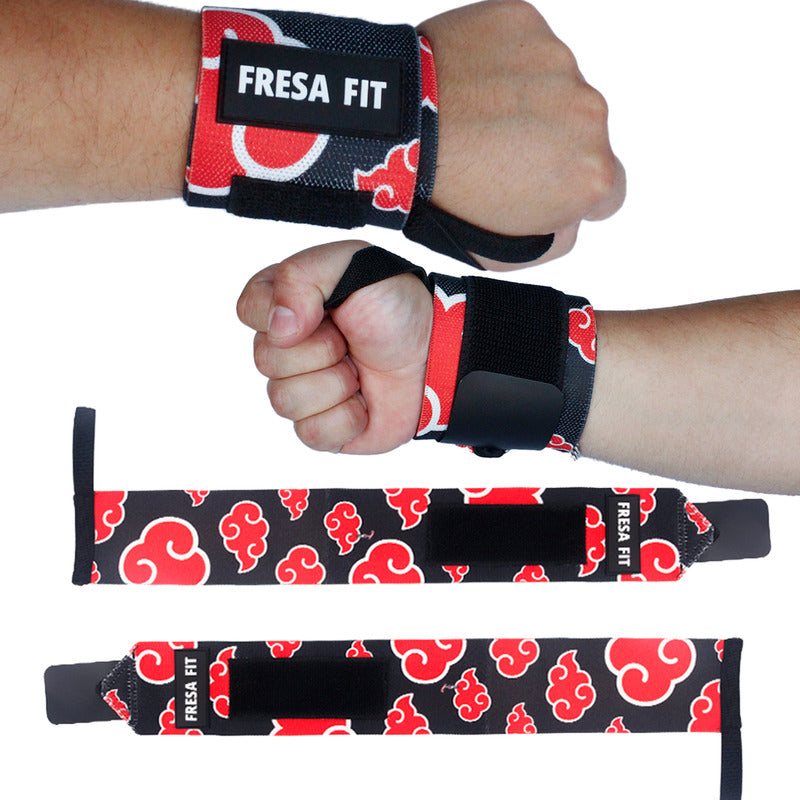 Par Muñequeras Akatsuki Logo Anime Wraps Crossfit Gym Pesas