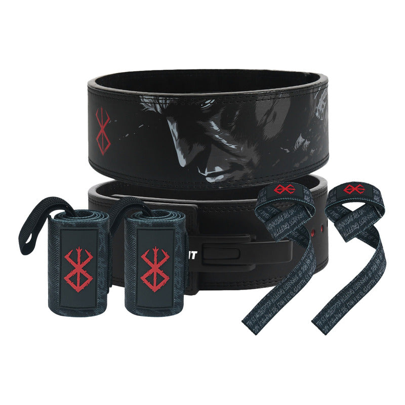 Conjunto Cinturon Powerlift Straps Muñequeras 10 Fresafit