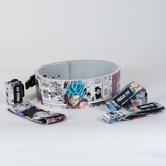 Conjunto Cinturon Powerlift Straps Muñequeras 17 Fresafit