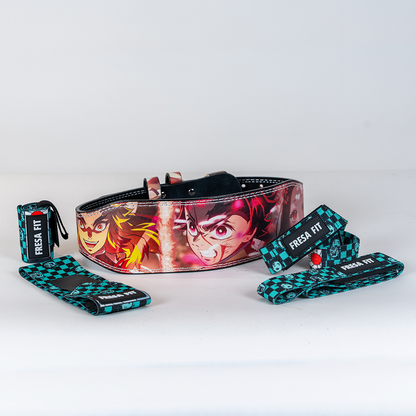 Conjunto Cinturon Hebilla Straps Muñequeras 15 Fresafit