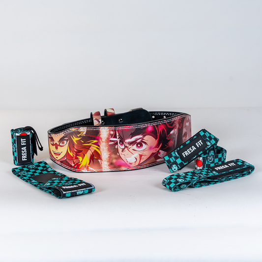 Conjunto Cinturon Hebilla Straps Muñequeras 15 Fresafit