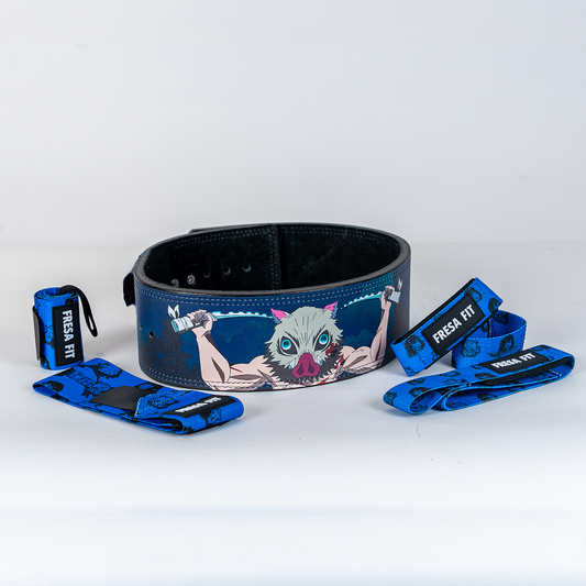 Conjunto Cinturon Powerlift Straps Muñequeras 3 Fresafit