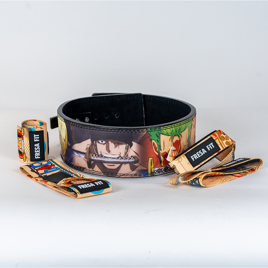 Conjunto Cinturon Powerlift Straps Muñequeras 12 Fresafit