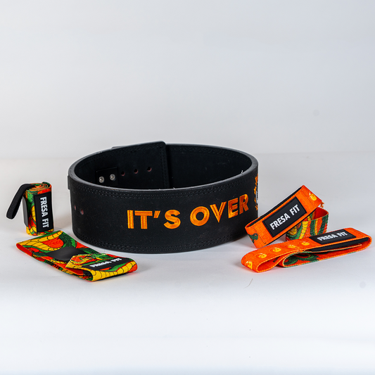 Conjunto Cinturon Powerlift Straps Muñequeras 2 Fresafit