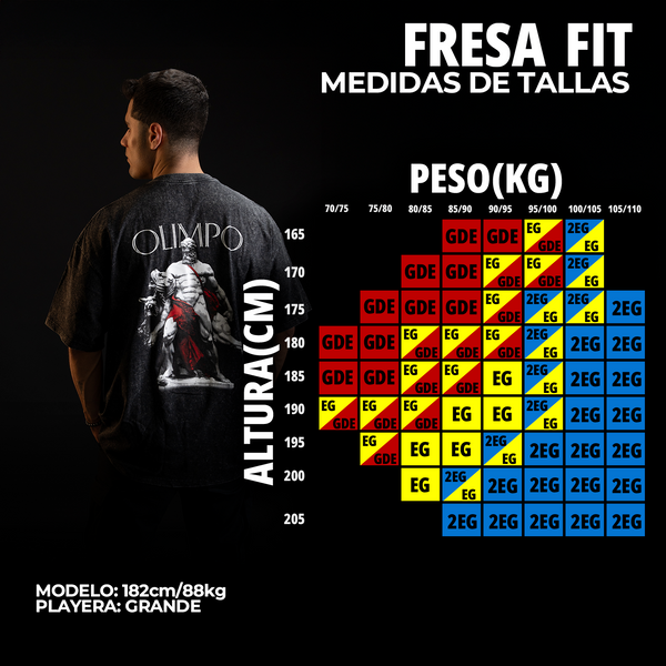 Guía de tallas - Playera Oversize Fresafit Basic